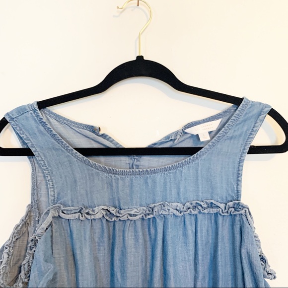LAUREN CONRAD DENIM COLD SHOULDER DRESS LARGE - Picture 3 of 6